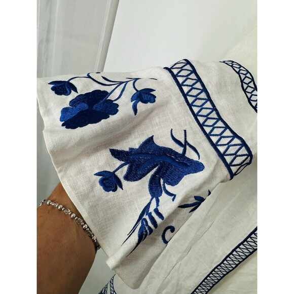 ALEXIS Belia Embroidered  Dress S pure linene  long sleeves embroidered “No belt - Picture 8 of 16